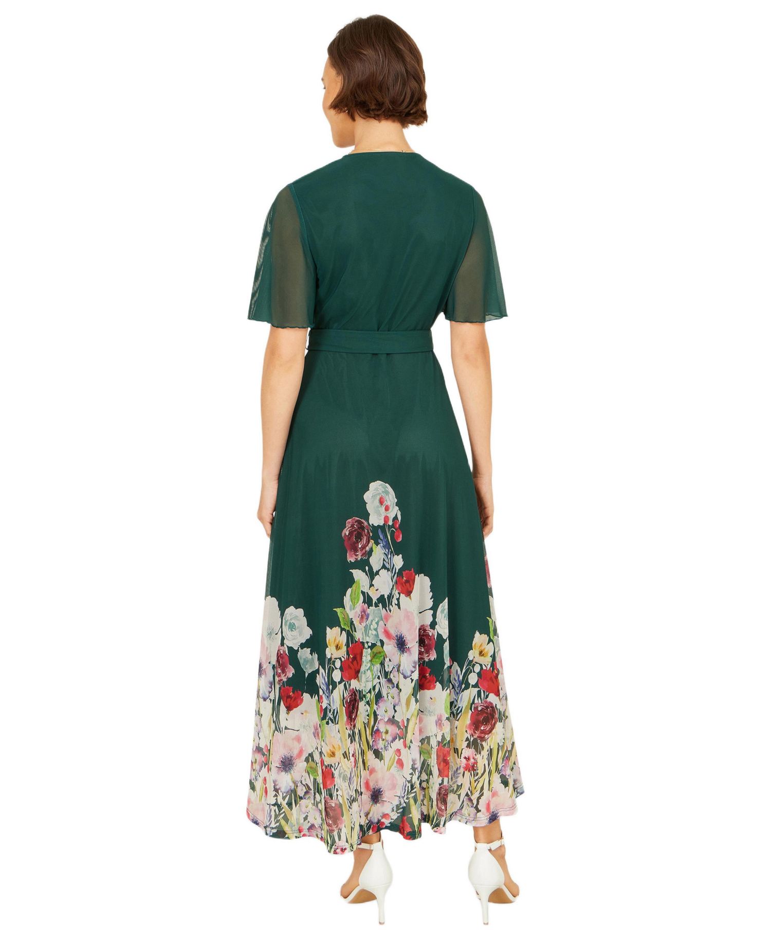 Women's Mesh Wrap Midi Dress