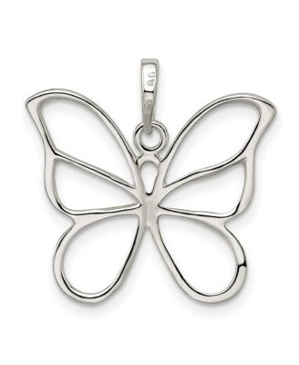 925 Sterling Silver 18 Inch Polished Open Butterfly Angel Wings Necklace 26x23mm Pendant Necklace