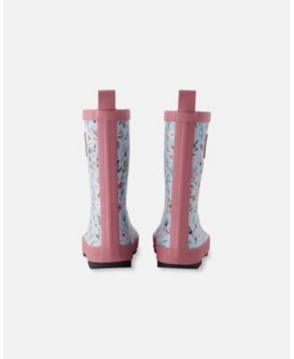 Little Girls Rain Boots in Rubber Mini Flower Print
