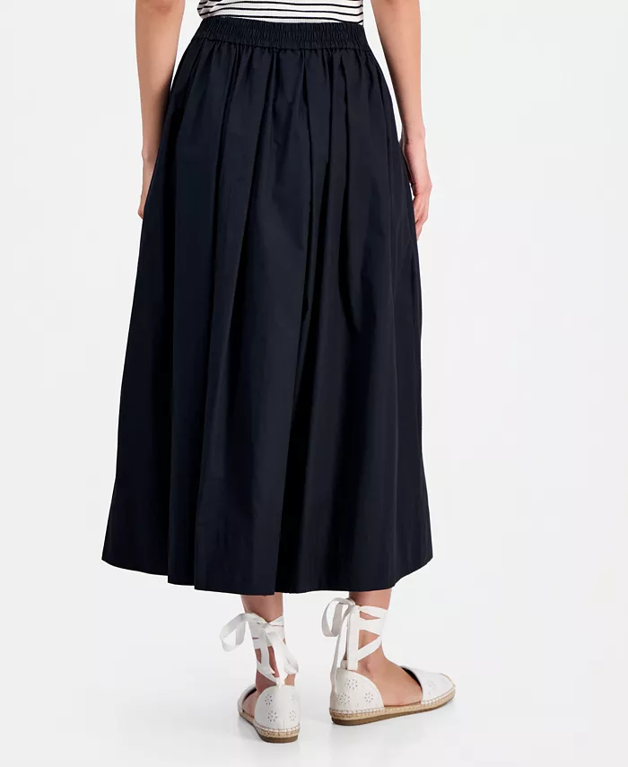Women's Pull-On Cotton Poplin Midi Skirt - thumbnail 8