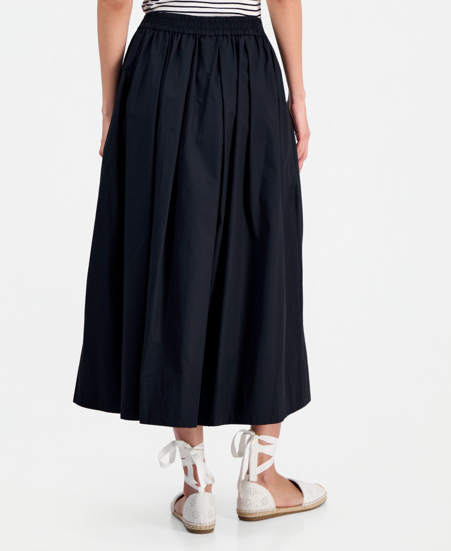 Women's Pull-On Cotton Poplin Midi Skirt
