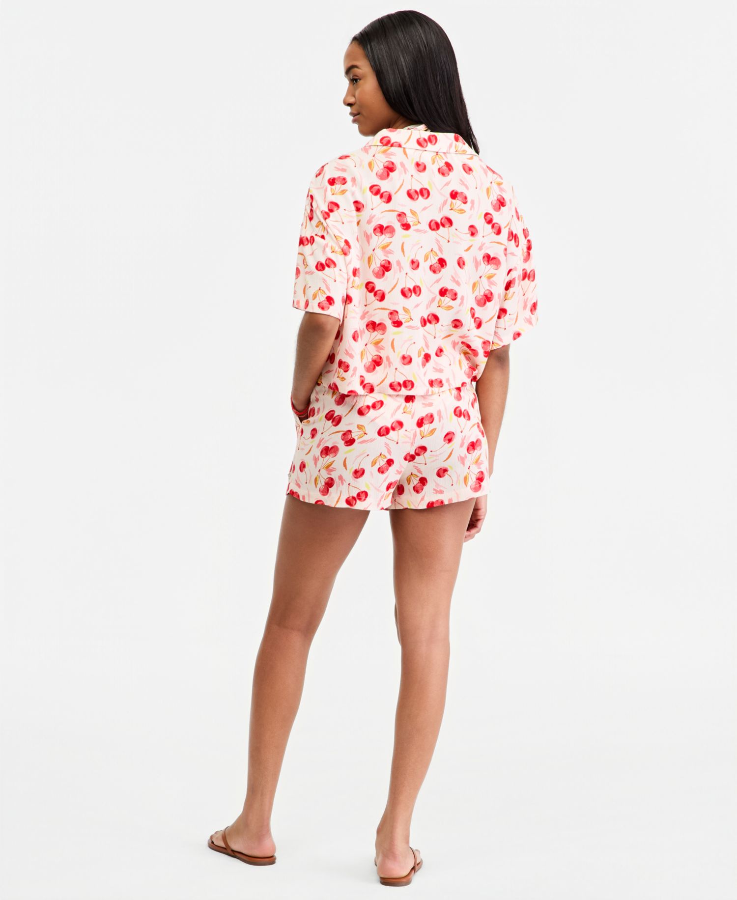 Women's Cherry Printed Swim Cover-Up Shorts