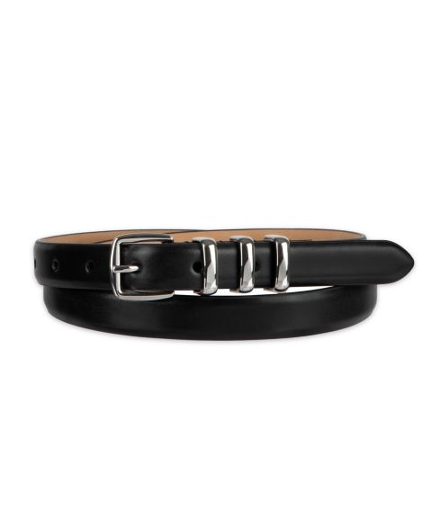 Женский ремень Cole Haan Skinny Triple Metal Keeper Dress Belt, цвет: Чёрный