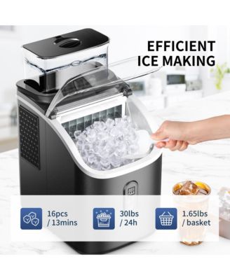 34-lb Cube Ice Countertop Portable Ice Maker in Black with Self Cleaning