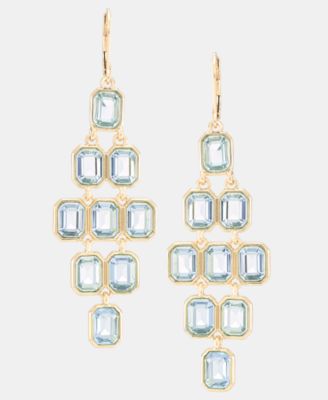 Gold-Tone Aqua Stone Chandelier Earrings