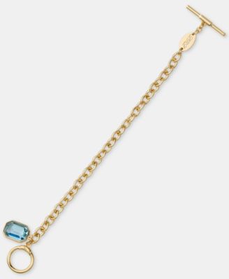 Gold-Tone Aqua Stone Flex Bracelet 
