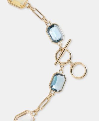 Gold-Tone Stone Chain Collar Necklace 