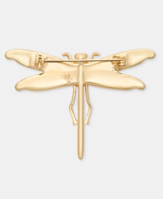 Gold-Tone Boxed Crystal Dragonfly Pin