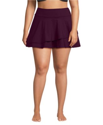 Plus Size High Waisted Tulip Hem Swim Skort