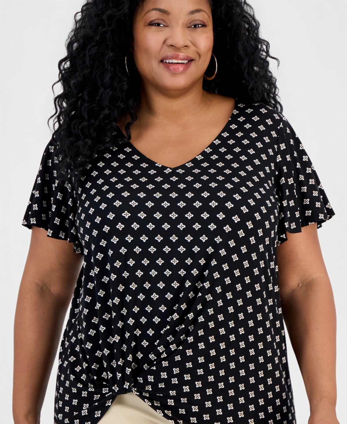 Jm Collection Plus Allegria Knot-Hem Top, Macy's Exclusive