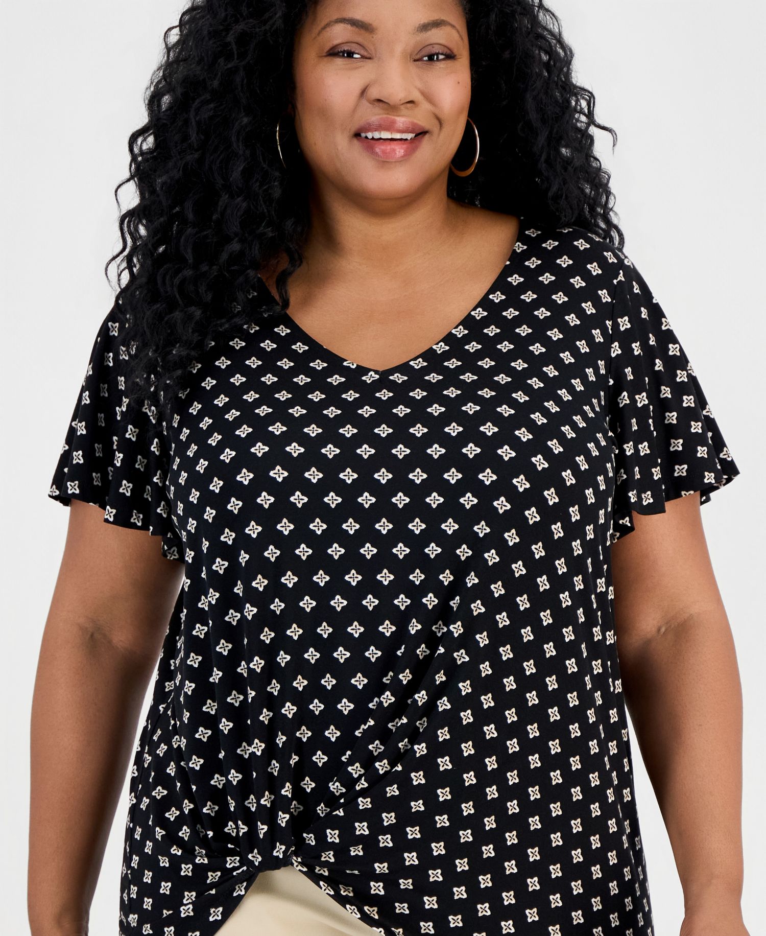 Petite Allegria V-Neck Twist-Front Top