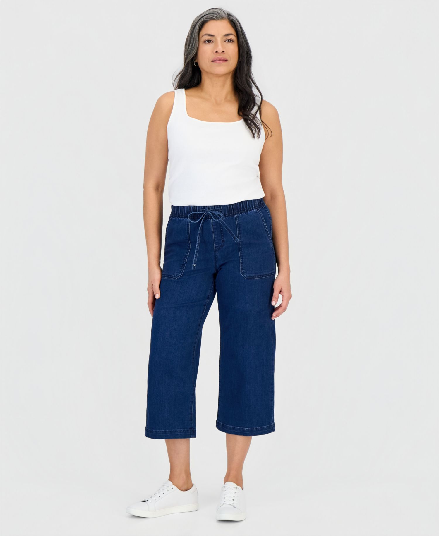Petite High Rise Cropped Wide Leg Jeans