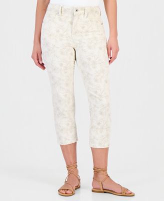 Petite Printed High-Rise Cropped Jeans