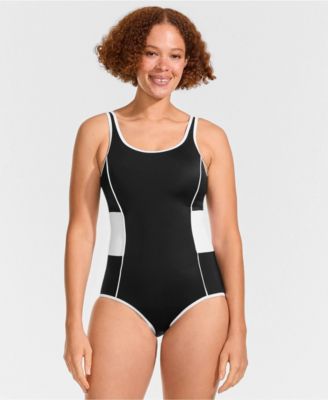 Women's Long Torso Tugless Scoop Neck Low Leg One Piece