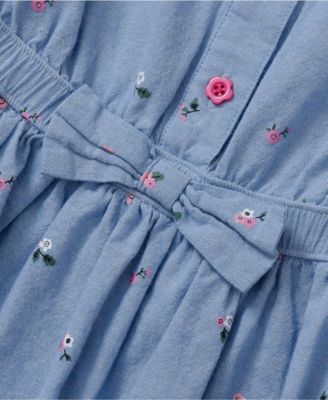 Girls Short Sleeve Lightweight Denim Dress
