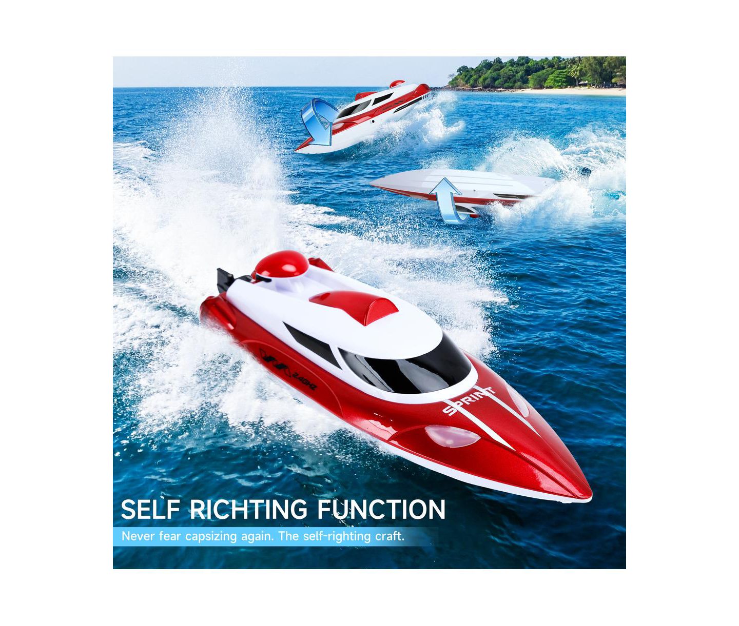 Детская игрушка Bruce & Shark High-Speed Self-Righting Jet Speedboat, цвет: Красный — фото 2