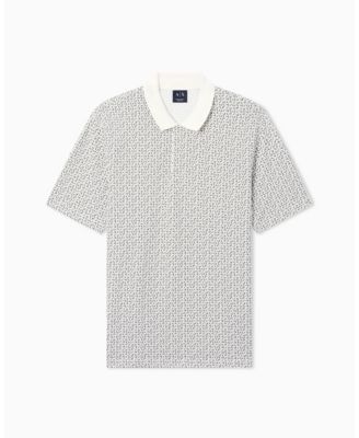 Men's Pique Allover Logo Print Polo Shirt