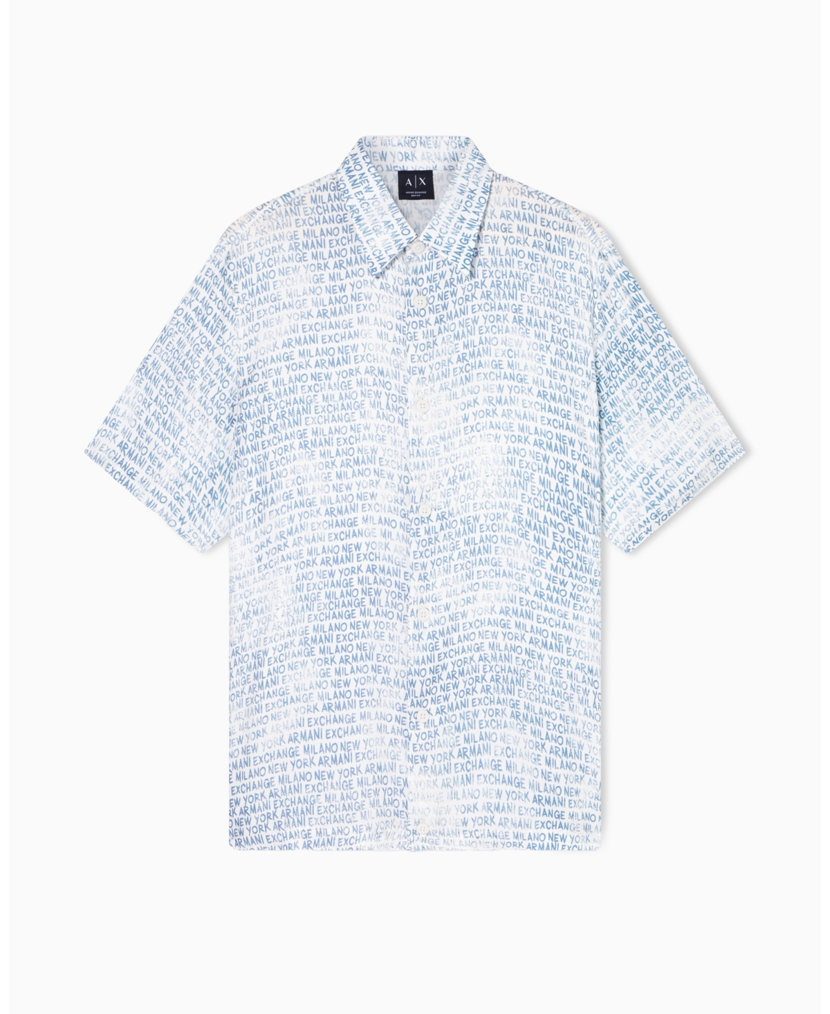 A|X Armani Exchange Men's Short Sleeve Silky Printed Button Up Shirt
