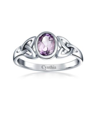 Oval Gemstone Celtic Trinity Knot Ring for BFF Sorority Sister Sterling Silver