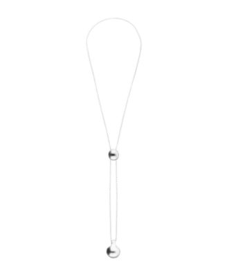 Sterling Silver Plated Metal Alloy Necklace with Height-Adjustable Chain and Two Hanging Weights