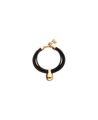 Leather Bracelet with18k Gold Alloy Ball