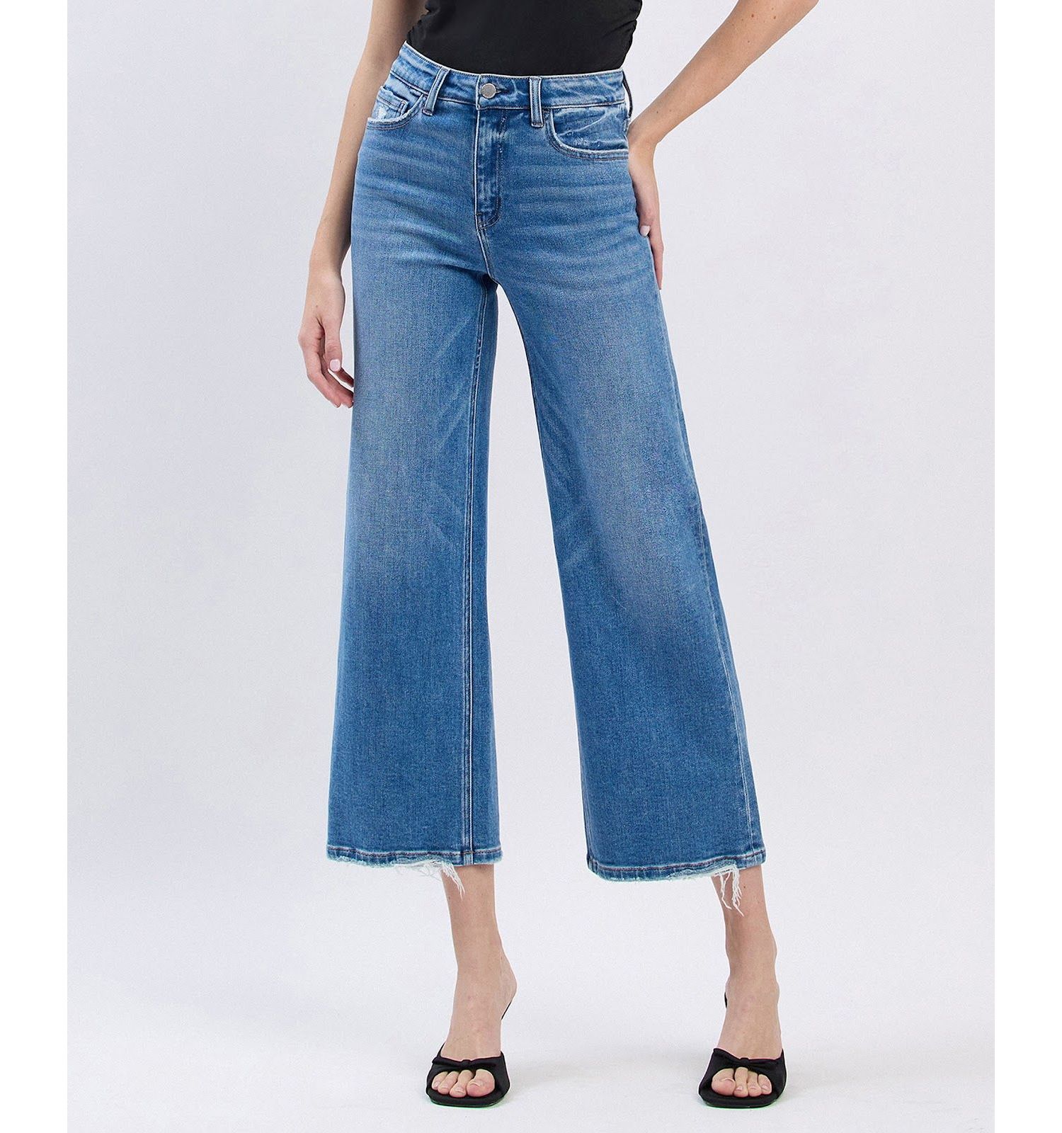 Women's High Rise Crop Wide Leg Jeans