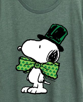 Plus Size Peanuts Snoopy Bowtie St. Patrick's Day Graphic Crewneck T-Shirt