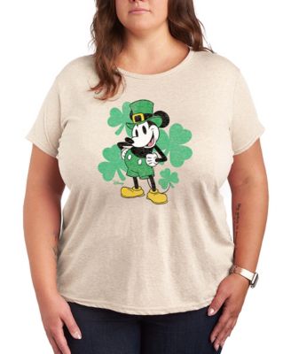 Plus Size Disney St. Patrick's Day Leprechaun Mickey Graphic Crewneck T-Shirt