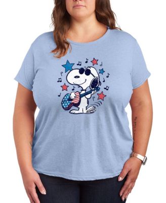 Plus Size Peanuts Snoopy Americana Guitar Short-Sleeve Graphic T-Shirt