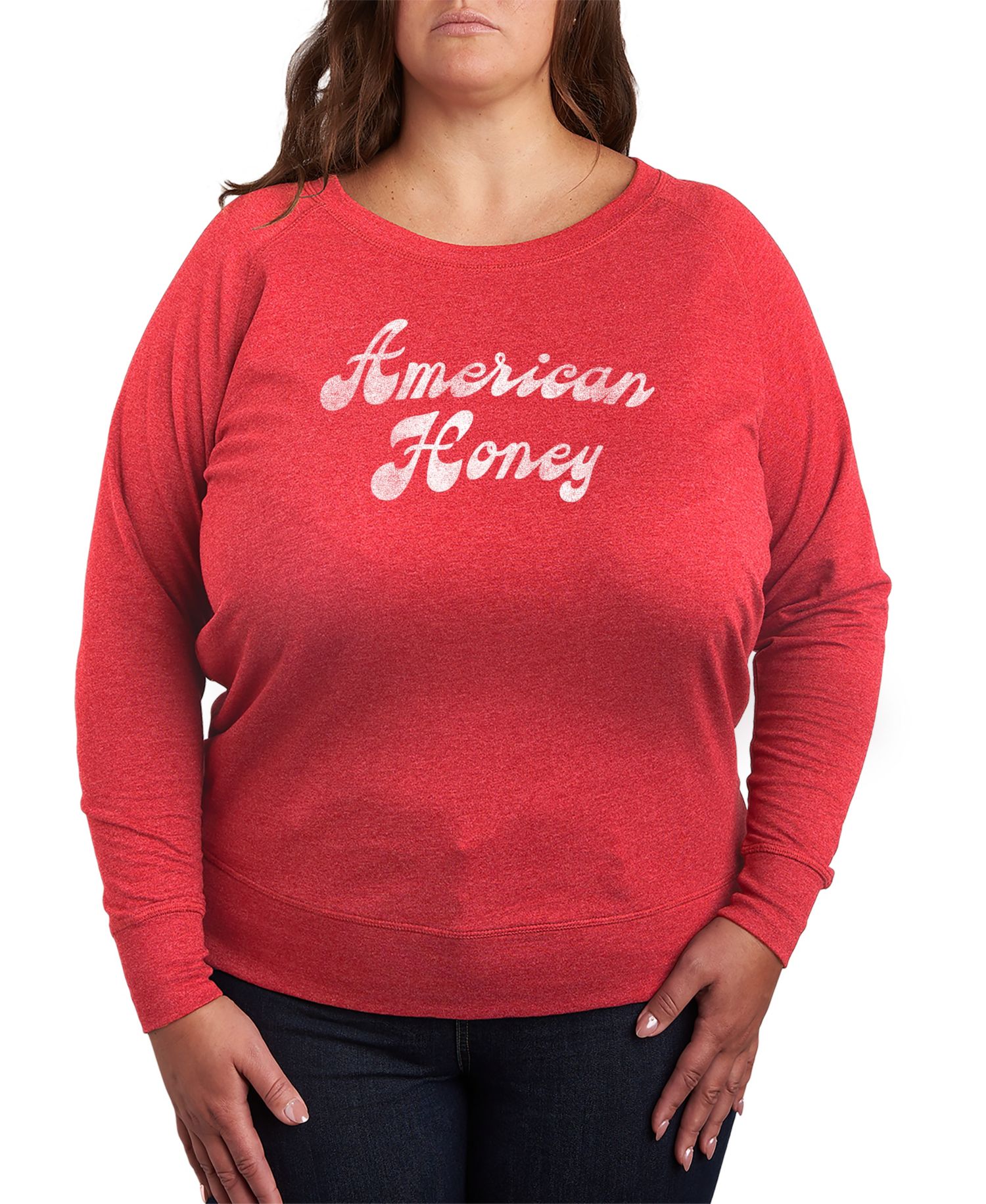 Plus Size Instant Message American Honey French Terry Graphic Crewneck T-Shirt