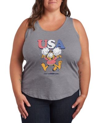 Plus Size Garfield USA Cheer Graphic Crewneck Tank Top