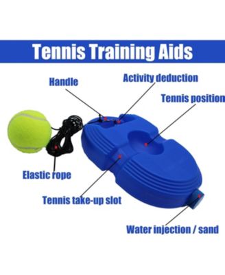 Solo Tennis Trainer Rebound Ball Set with 6 String Balls and Portable Base for Self Practice and Skill Training for Kids and Adults