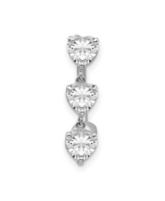 Solid 10k Gold 14g 5mm Triple Love Heart Cubic Zirconia Belly Ring Dangle Body Piercing Ring