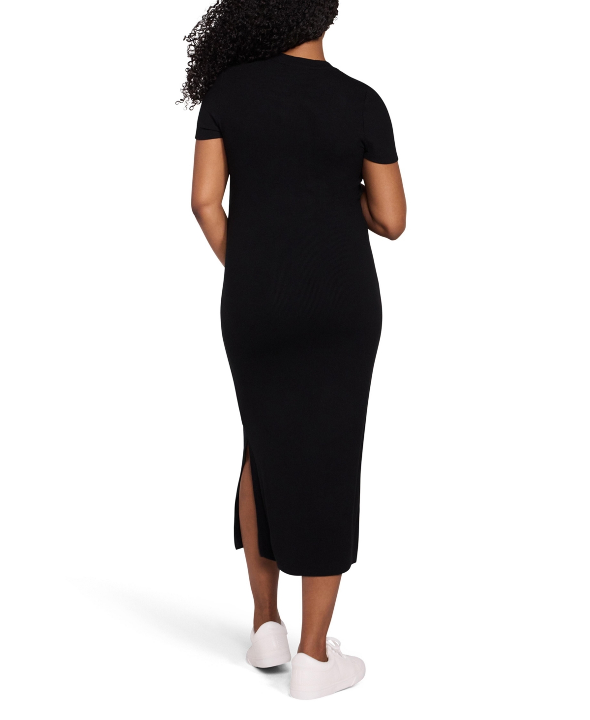 Motherhood Maternity Crew Neck Short Sleeve Nursing Midi Dress