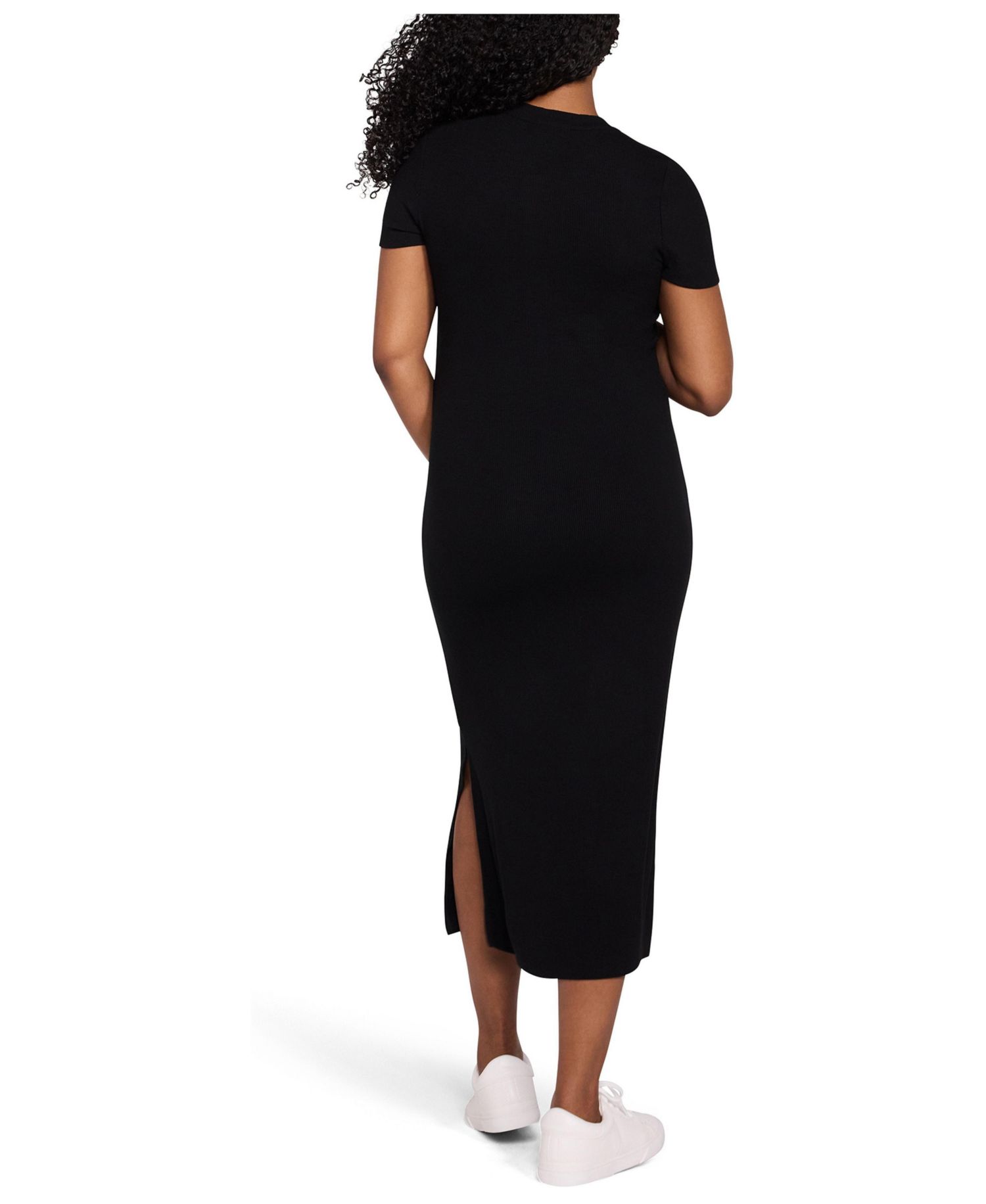 Women's Motherhood Crew Neck Short Sleeve Nursing Midi Dress