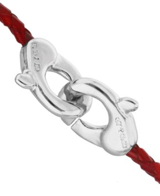 Red Leather Interlocked Carabiner Rigid Bracelet