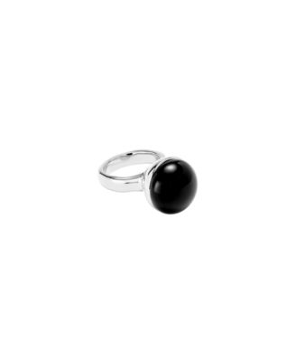 ring in sterling silver plated metal alloy with black Murano