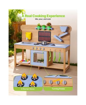 Kids Outdoor Mud Kitchen Playset with Water, Sand & Cooking Tools