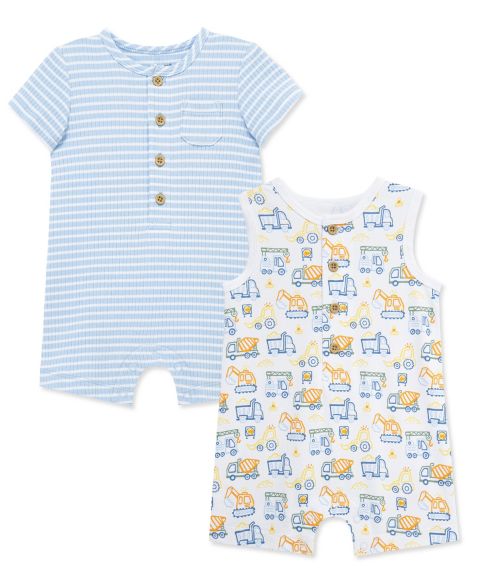 Комбинезоны Little Me Crewneck Romper, 2-Piece Set для мальчиков-малышей, цвет: Синий / Белый