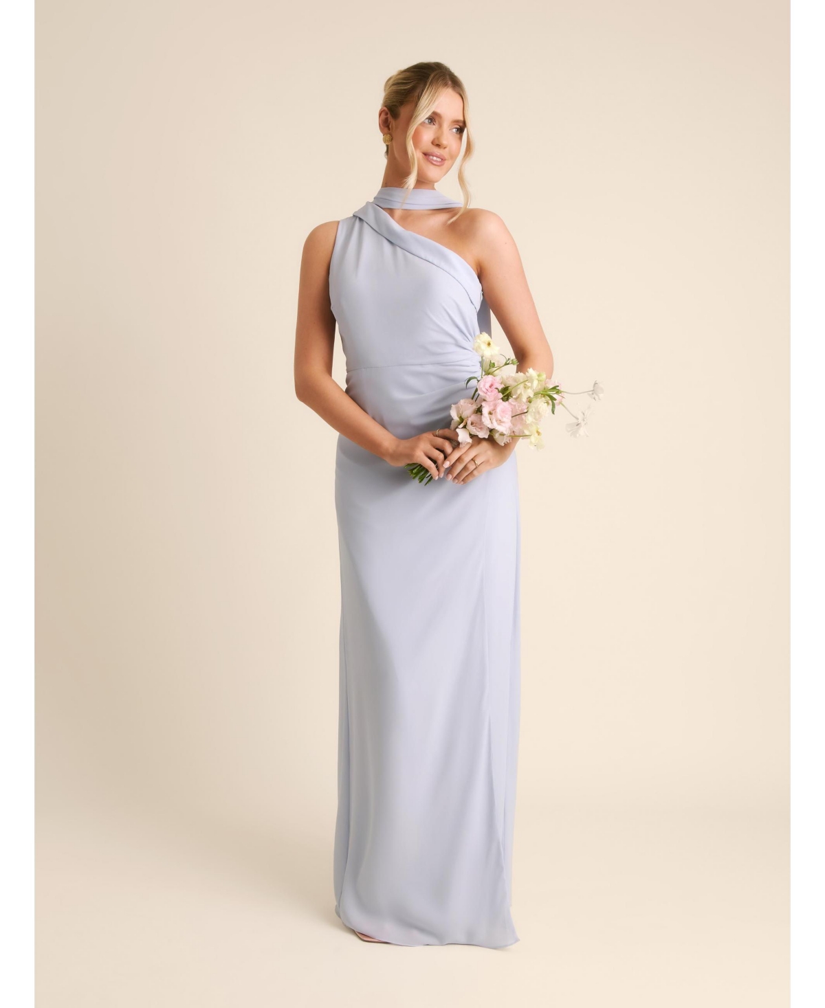 Six Stories Women's One Shoulder Chiffon Bridesmaid Dress