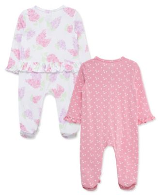 Baby Girls' Printed Footies, 2-Pack