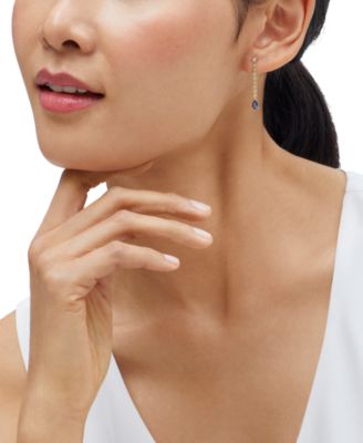 Created Sapphire (9/10 ct. t.w.) & White Sapphire (1/20 ct. t.w.) Drop Earrings in 14k Yellow Gold-Plated Sterling Silver