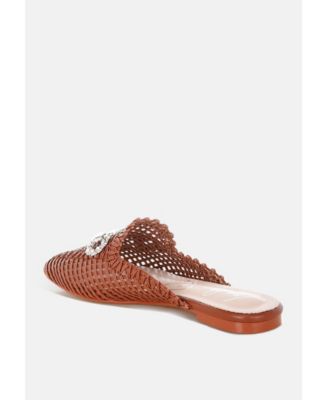 Womens Roboma Metallic Woven Diamante Mules