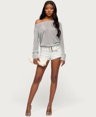 Women's Studded Belt Denim Micro Shorts