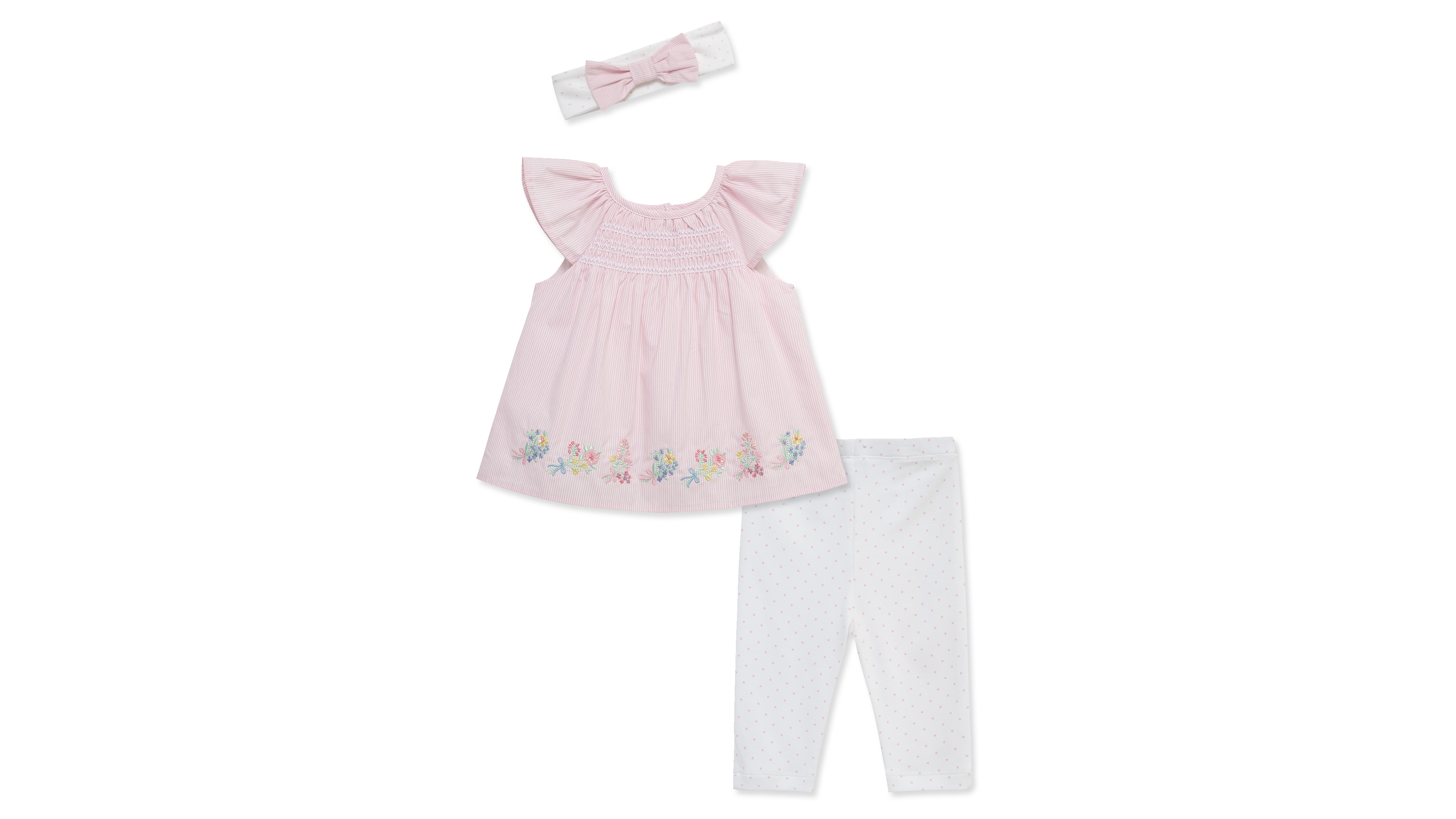 Little Me Baby Girls' Posies-Themed Tunic, Leggings and Headband, 3-Piece Set