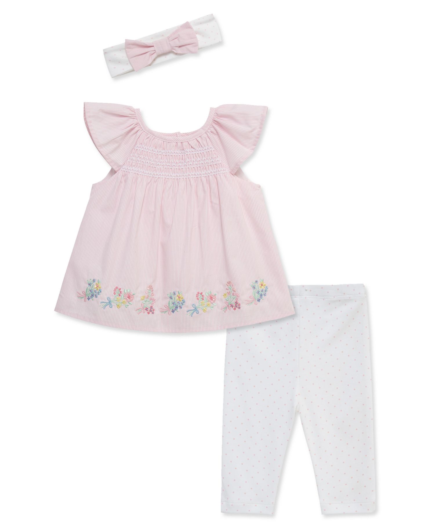 Baby Girls' Posies-Themed Tunic, Leggings and Headband, 3-Piece Set