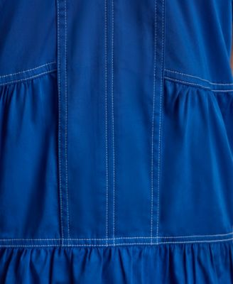 Women's V-Neck Contrast-Stitch Mini Dress