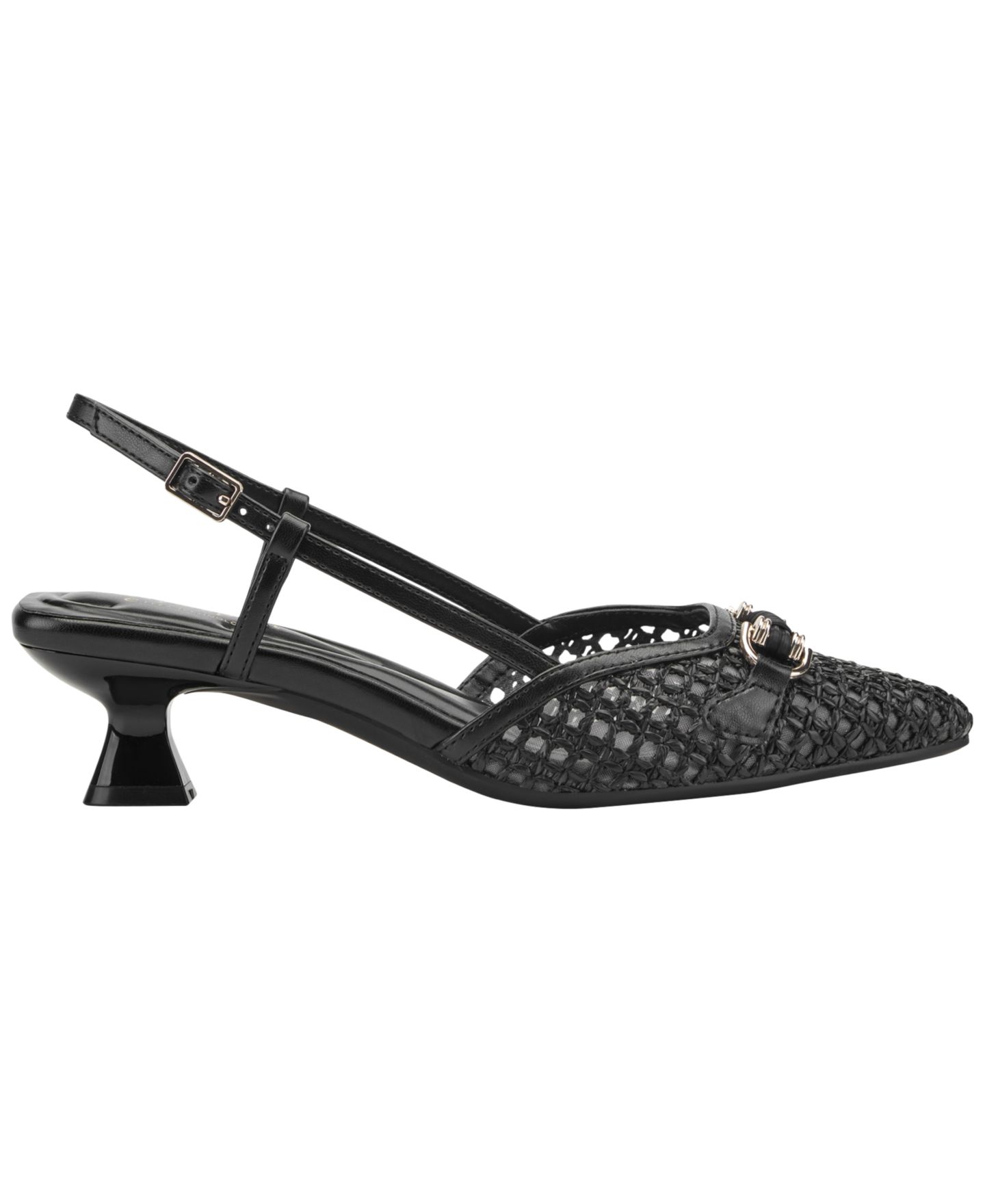 Женские туфли Easy Spirit Hetty eFlex Woven Slingback Kitten Heel Pumps, цвет: Чёрный — фото 2