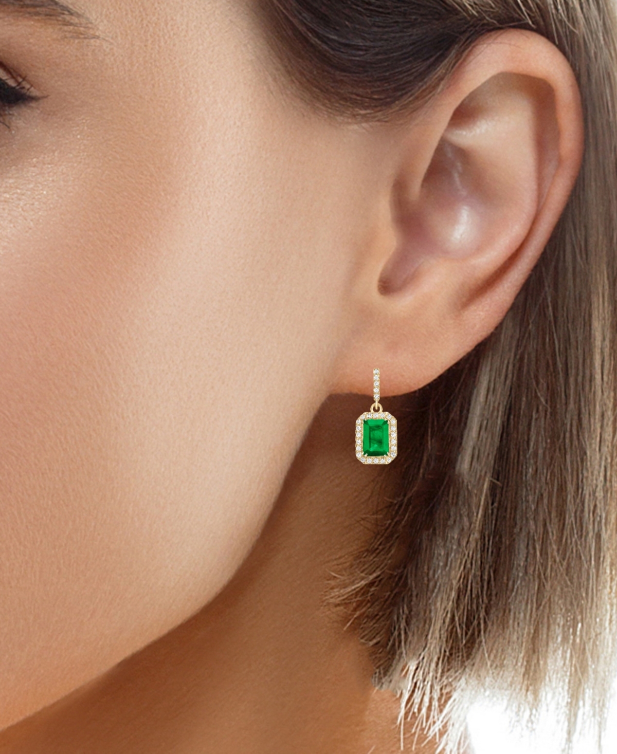 Macy's Sapphire (2.10 ct. t.w.) & White (0.25 Drop Earrings 14k Gold (Also Available Emerald)