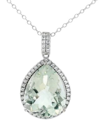Green Amethyst (7.10 ct. t.w.) & White Topaz (0.25 ct. t.w.) Pendant Necklace in Sterling Silver (Also Available in Amethyst)